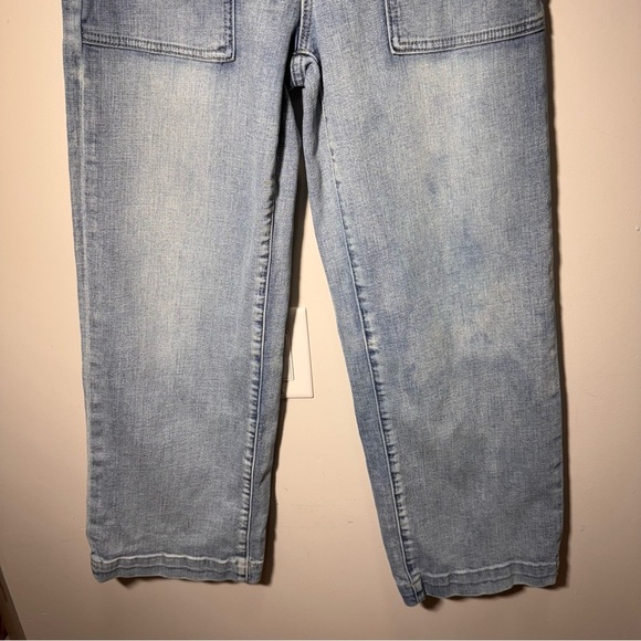 Gap High Rise Wide Leg Denim Blue Jeans Size 26 Embroidered Flowers & Bee - Picture 4 of 15